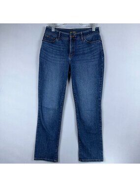 Lee Straight Leg Jeans Womens Size 10 Mid-Rise Denim Flex Motion Dark Wash Blue
